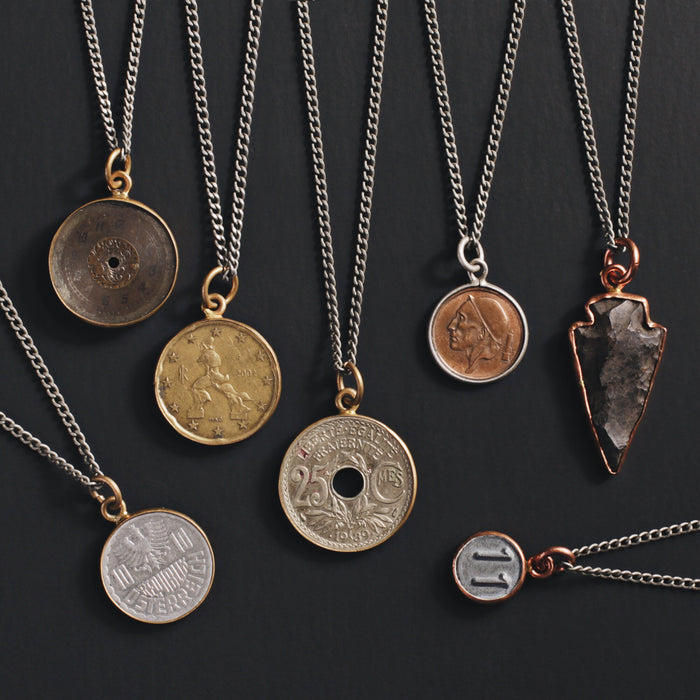 New Men's Jewelry Releases: Vintage coin necklaces for men.