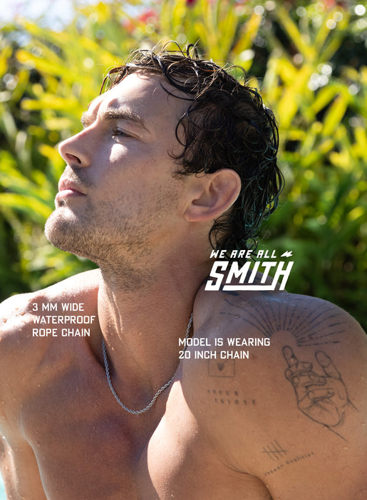 Waterproof Men's Rope Chain 3mm Jewelry WE ARE ALL SMITH: Men's Jewelry & Clothing.