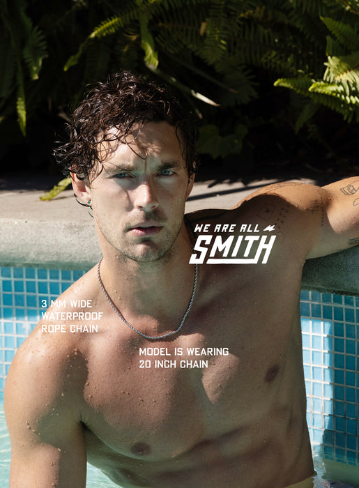 Waterproof Men's Rope Chain 3mm Jewelry WE ARE ALL SMITH: Men's Jewelry & Clothing.