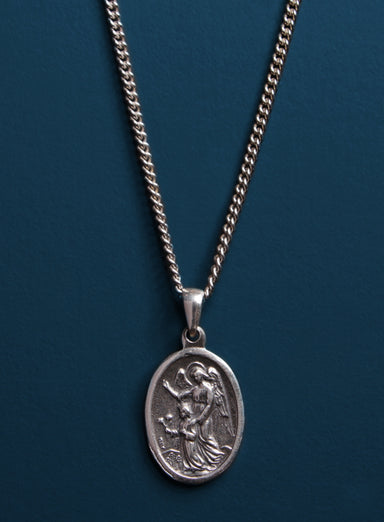 Guardian Angel and St. Michael Sterling Silver Medal Necklace for Men Necklaces WE ARE ALL SMITH   