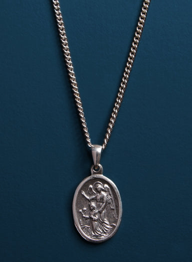 Guardian Angel and St. Michael Sterling Silver Medal Necklace for Men Necklaces WE ARE ALL SMITH