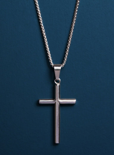 Large Stainless Steel "Bamboo" Cross Men's Necklace Necklaces WE ARE ALL SMITH