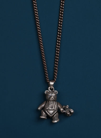 Sterling Silver "Ride or Die" Teddy Bear Necklace for Men Necklaces WE ARE ALL SMITH   