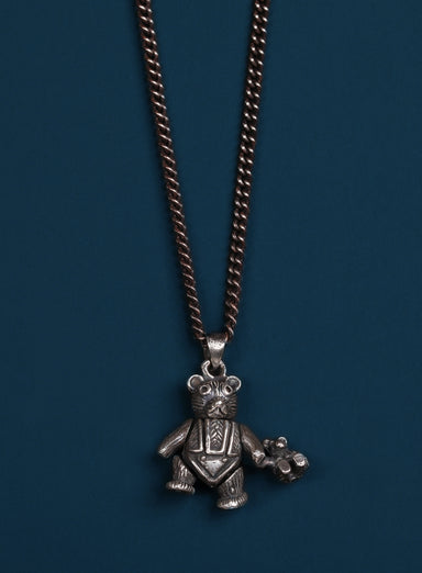 Sterling Silver "Ride or Die" Teddy Bear Necklace for Men Necklaces WE ARE ALL SMITH
