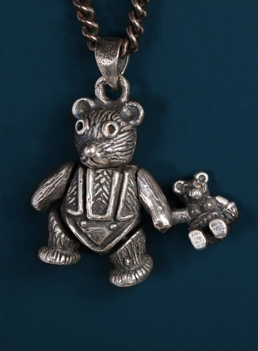 Sterling Silver "Ride or Die" Teddy Bear Necklace for Men Necklaces WE ARE ALL SMITH   