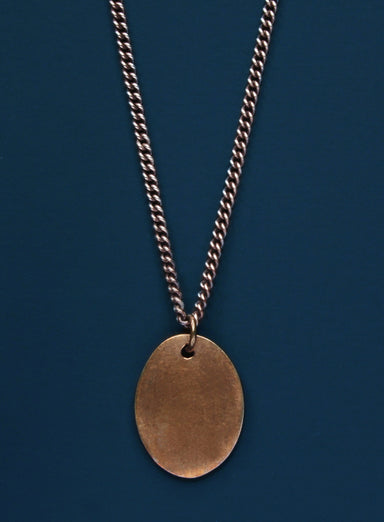 Bronze oval tag & Oxidized sterling silver men's curb chain necklace Jewelry We Are All Smith