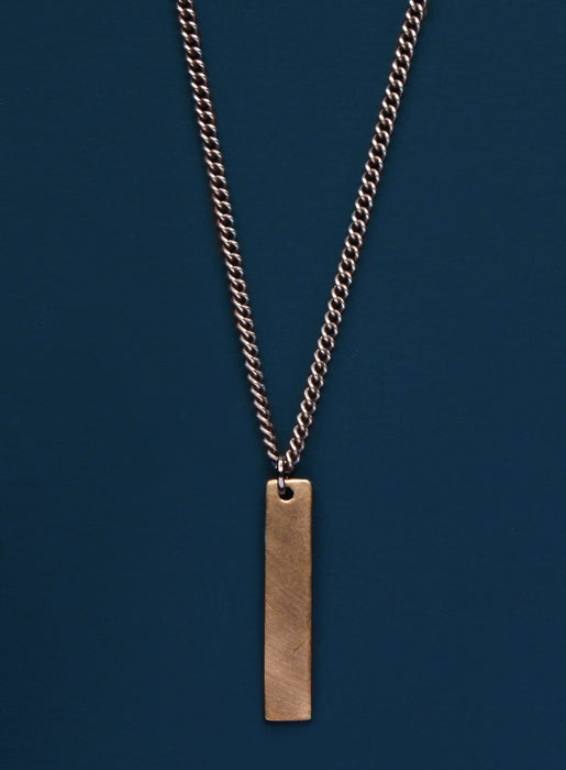 Bronze tag & Oxidized sterling silver men's curb chain necklace Jewelry We Are All Smith