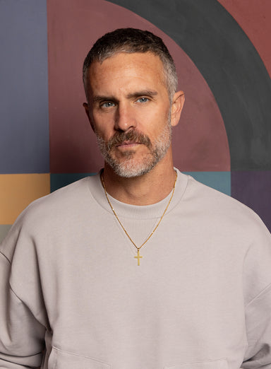 Vermeil Gold Cross on 14k Gold Filled Curb Starburst Chain Necklace for Men Necklaces We Are All Smith