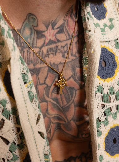 Sterling Silver or Vermeil Gold Cross and Star of David Pendant Necklace for Men Necklaces We Are All Smith