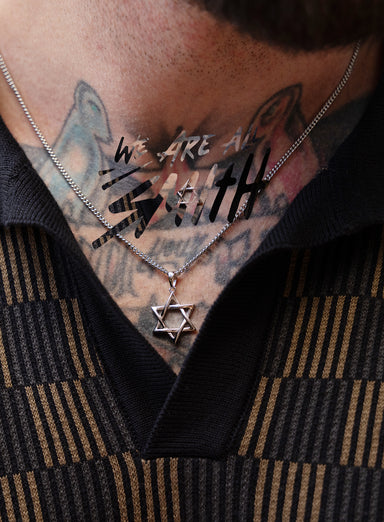 925 Sterling Silver Star of David Pendant on Sterling Rhodium Coated Curb Chain Necklaces We Are All Smith