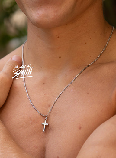 Sterling Silver Small Cross Pendant Necklace for Men (Box Chain) Jewelry WE ARE ALL SMITH: Men's Jewelry & Clothing.