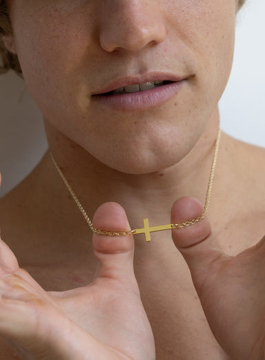 Vermeil / 14K Gold Filled Sideways Cross Necklace for Men Necklaces We Are All Smith