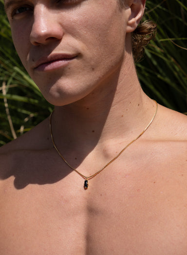 Genuine Black Onyx 14k Gold Filled Chain Necklace for Men Necklace WE ARE ALL SMITH: Men's Jewelry & Clothing.