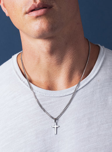 Waterproof Silver Cross Necklace for Men Necklaces WE ARE ALL SMITH: Men's Jewelry & Clothing.   