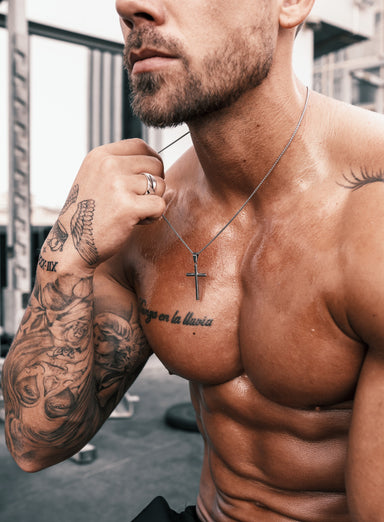 Waterproof Large Mens Silver Cross (Bamboo Style) Necklaces WE ARE ALL SMITH: Men's Jewelry & Clothing.