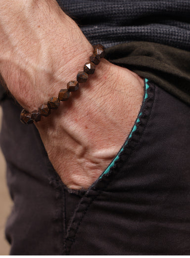 Geometric Bronzite and Sterling Silver Bead Bracelet for Men Bracelets WE ARE ALL SMITH: Men's Jewelry & Clothing.