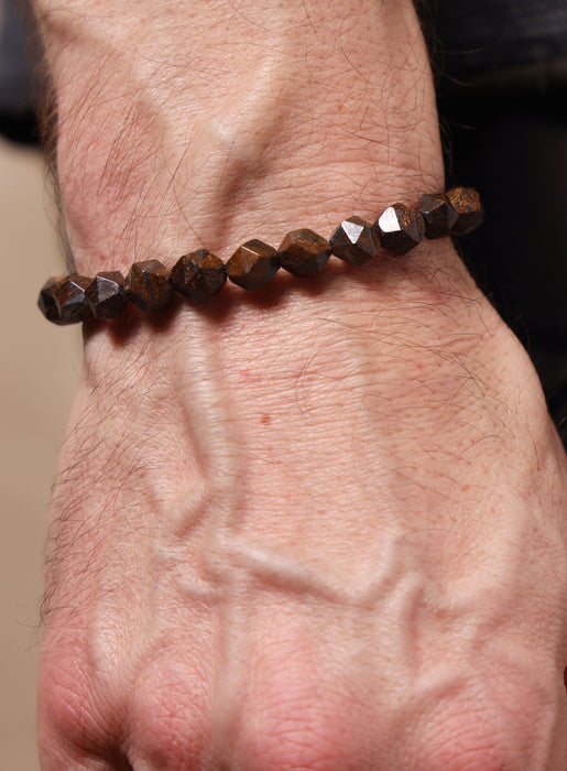 Geometric Bronzite and Sterling Silver Bead Bracelet for Men Bracelets WE ARE ALL SMITH: Men's Jewelry & Clothing.   