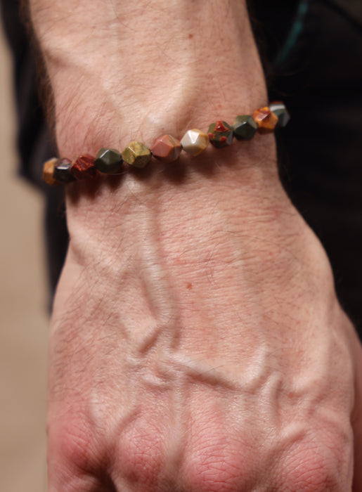 Red Creek Jasper and Sterling Silver Men's Bead Bracelet Bracelets WE ARE ALL SMITH: Men's Jewelry & Clothing.   