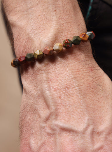 Red Creek Jasper and Sterling Silver Men's Bead Bracelet Bracelets WE ARE ALL SMITH: Men's Jewelry & Clothing.   