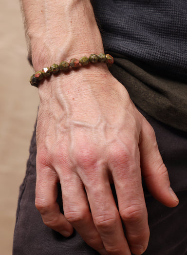 Unakite Gemstone Bead Bracelet for Men Bracelets WE ARE ALL SMITH: Men's Jewelry & Clothing.   