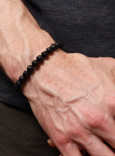 Matte Black Onyx and Sterling Silver Men's Bead Bracelet Bracelets WE ARE ALL SMITH: Men's Jewelry & Clothing.