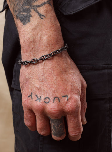 Titanium coated Sterling Silver Adjustable Chain Bracelet for Men Bracelets WE ARE ALL SMITH: Men's Jewelry & Clothing.