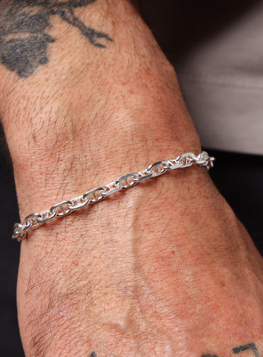 925 Sterling Silver Double Anchor Chain Men's Bracelet Bracelets WE ARE ALL SMITH: Men's Jewelry & Clothing.   
