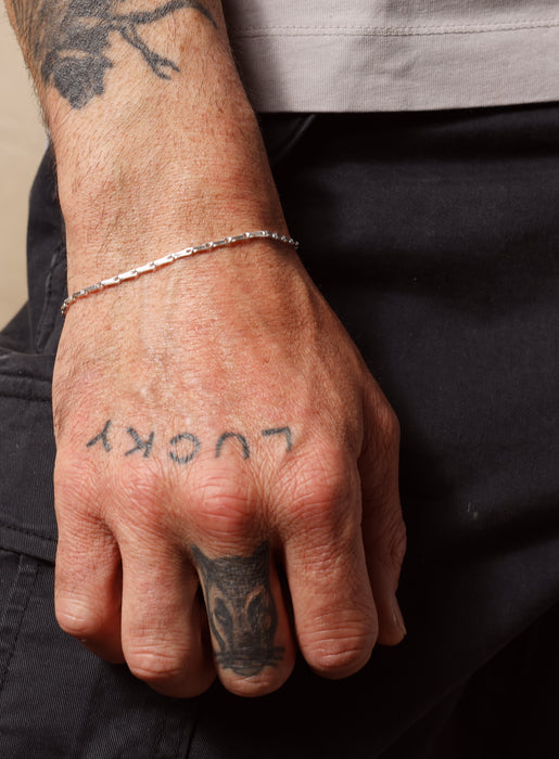 925 Sterling Silver 2mm Minimalist Chain Men's Bracelet Bracelets WE ARE ALL SMITH: Men's Jewelry & Clothing.