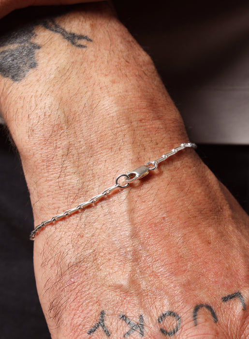 925 Sterling Silver 2mm Minimalist Chain Men's Bracelet Bracelets WE ARE ALL SMITH: Men's Jewelry & Clothing.