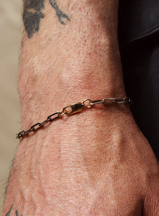 925 Sterling Silver / Chocolate Gold with 14k Gold Filled Clasp Chain Bracelet Bracelets WE ARE ALL SMITH: Men's Jewelry & Clothing.   