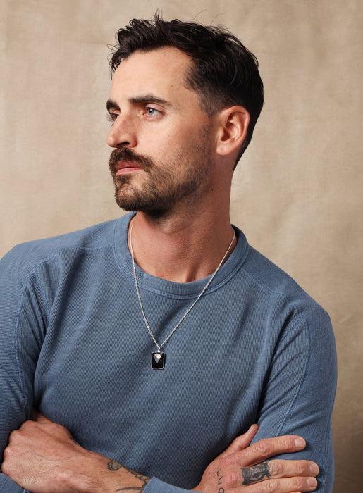 925 Sterling Silver Genuine Black Onyx Pendant Chain Necklace Necklace WE ARE ALL SMITH: Men's Jewelry & Clothing.