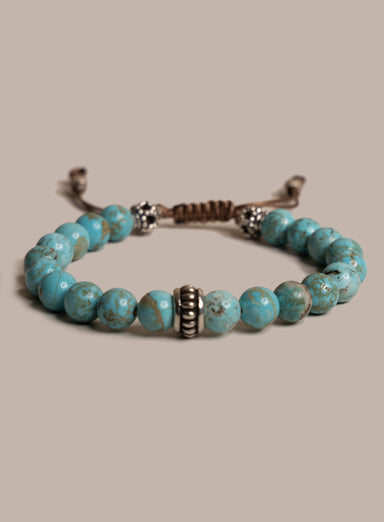 Genuine Turquoise and Sterling Silver Men's Bead Bracelet Bracelets WE ARE ALL SMITH: Men's Jewelry & Clothing.   
