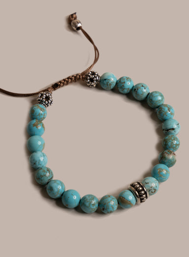 Genuine Turquoise and Sterling Silver Men's Bead Bracelet Bracelets WE ARE ALL SMITH: Men's Jewelry & Clothing.   