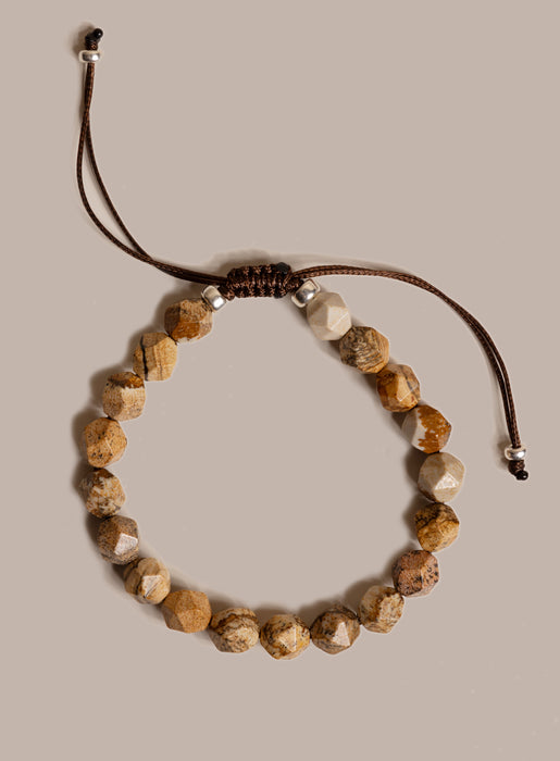 Sterling Silver and Picture Jasper Bead Bracelet for Men Bracelets WE ARE ALL SMITH: Men's Jewelry & Clothing.   