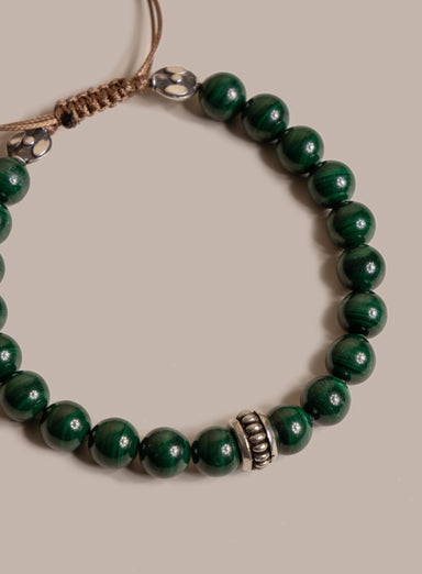 Genuine Malachite and Sterling Silver Men's Bead Bracelet Bracelets WE ARE ALL SMITH: Men's Jewelry & Clothing.