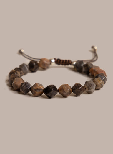 Chocolate Sunstone and Sterling Silver Men's Bead Bracelet Bracelets WE ARE ALL SMITH: Men's Jewelry & Clothing.   