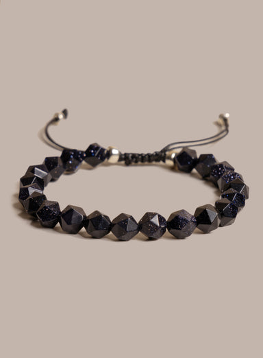 Blue Goldstone and Sterling Silver Men's Bead Bracelet Bracelets WE ARE ALL SMITH: Men's Jewelry & Clothing.