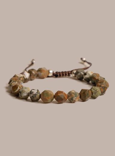 Rhyolite and Sterling Silver Geometric Bead Bracelet for Men Bracelets WE ARE ALL SMITH: Men's Jewelry & Clothing.   