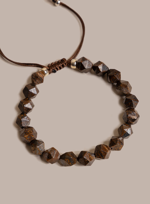 Geometric Bronzite and Sterling Silver Bead Bracelet for Men Bracelets WE ARE ALL SMITH: Men's Jewelry & Clothing.   