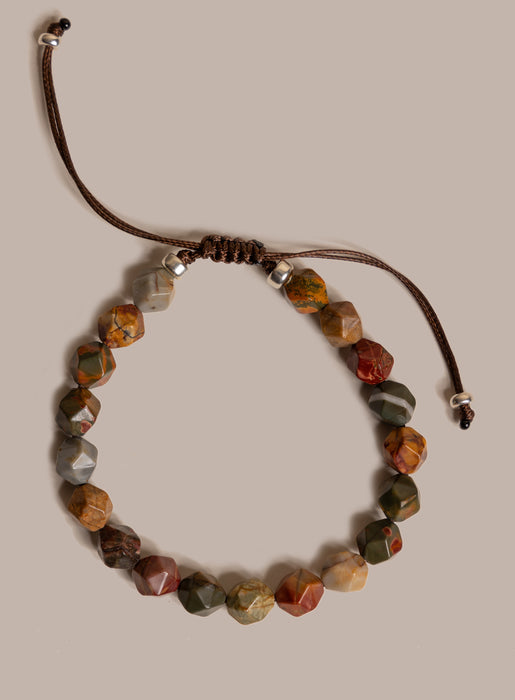 Red Creek Jasper and Sterling Silver Men's Bead Bracelet Bracelets WE ARE ALL SMITH: Men's Jewelry & Clothing.   