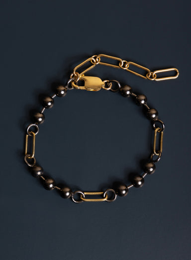 14K Gold Filled + Gunmetal Sterling Silver Ball Chain Bracelet for Men Bracelets WE ARE ALL SMITH: Men's Jewelry & Clothing.