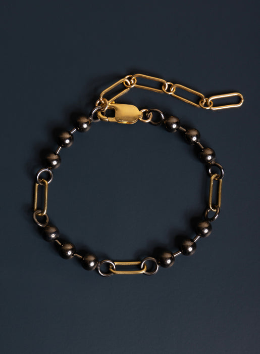 14K Gold Filled + Gunmetal Sterling Silver Ball Chain Bracelet for Men Bracelets WE ARE ALL SMITH: Men's Jewelry & Clothing.   