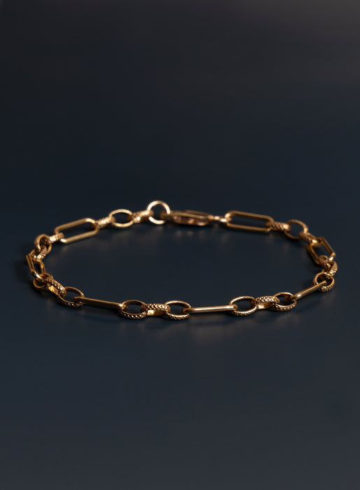 14k Gold Filled Oval Cable Smooth and Textured Chain Bracelet for Men Bracelets WE ARE ALL SMITH: Men's Jewelry & Clothing.