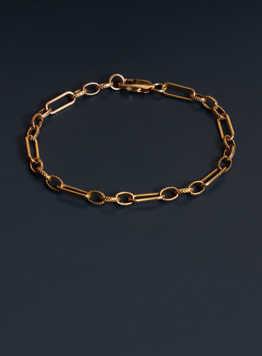 14k Gold Filled Oval Cable Smooth and Textured Chain Bracelet for Men Bracelets WE ARE ALL SMITH: Men's Jewelry & Clothing.