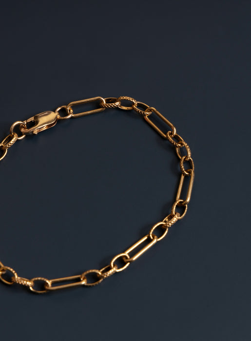 14k Gold Filled Oval Cable Smooth and Textured Chain Bracelet for Men Bracelets WE ARE ALL SMITH: Men's Jewelry & Clothing.