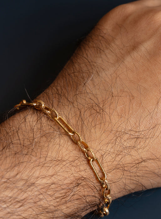 14k Gold Filled Oval Cable Smooth and Textured Chain Bracelet for Men Bracelets WE ARE ALL SMITH: Men's Jewelry & Clothing.