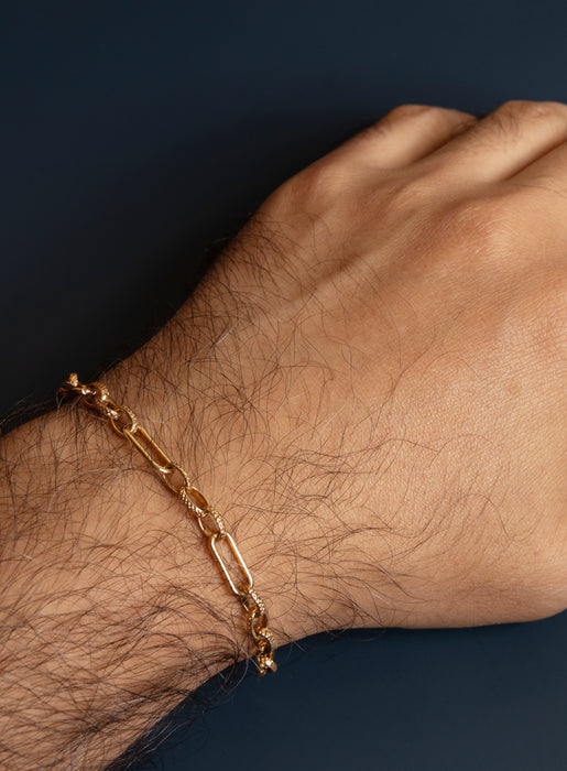 14k Gold Filled Oval Cable Smooth and Textured Chain Bracelet for Men Bracelets WE ARE ALL SMITH: Men's Jewelry & Clothing.