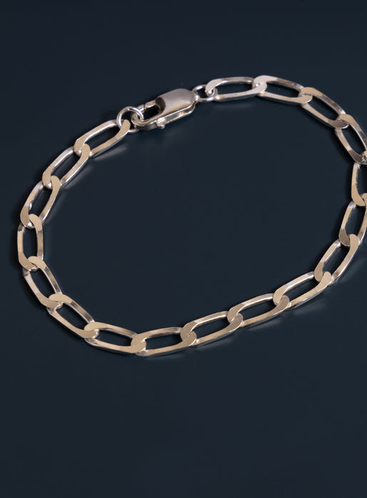 925 Sterling Silver 6mm Elongated Curb Link Men's Chain Bracelet Bracelets WE ARE ALL SMITH: Men's Jewelry & Clothing.   