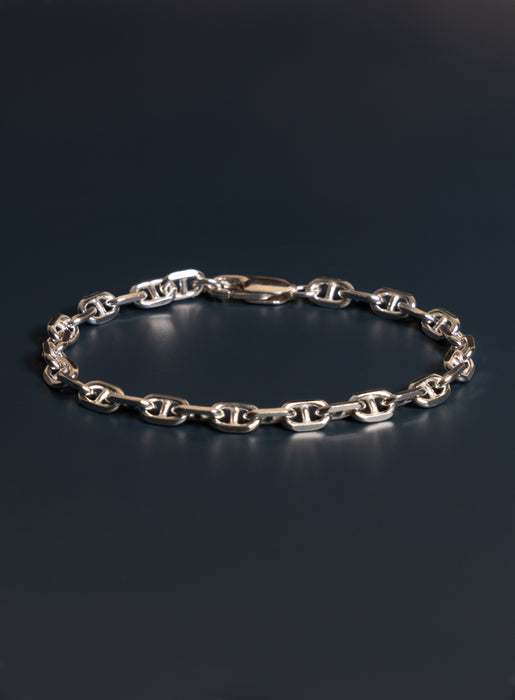 925 Sterling Silver Double Anchor Chain Men's Bracelet Bracelets WE ARE ALL SMITH: Men's Jewelry & Clothing.   