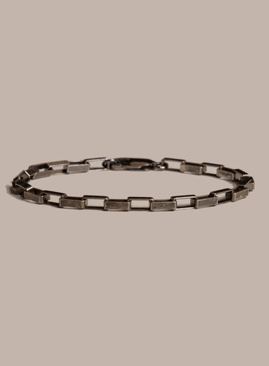 925 Oxidized Sterling Silver Elongated Square Box Chain Bracelet for Men Bracelets WE ARE ALL SMITH: Men's Jewelry & Clothing.   